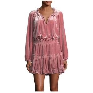 MISA Lorena Pink Velvet Mini Dress ~ XS